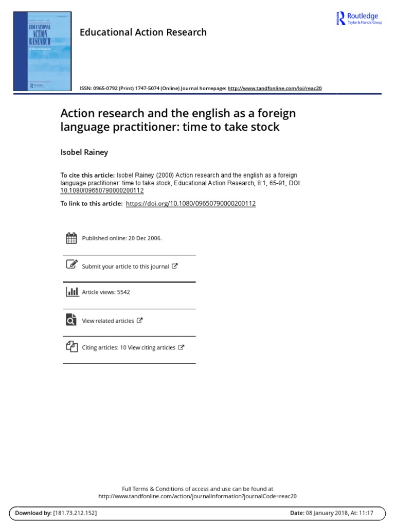 Action Research and The English As A Foreign Language Practitioner Time ...