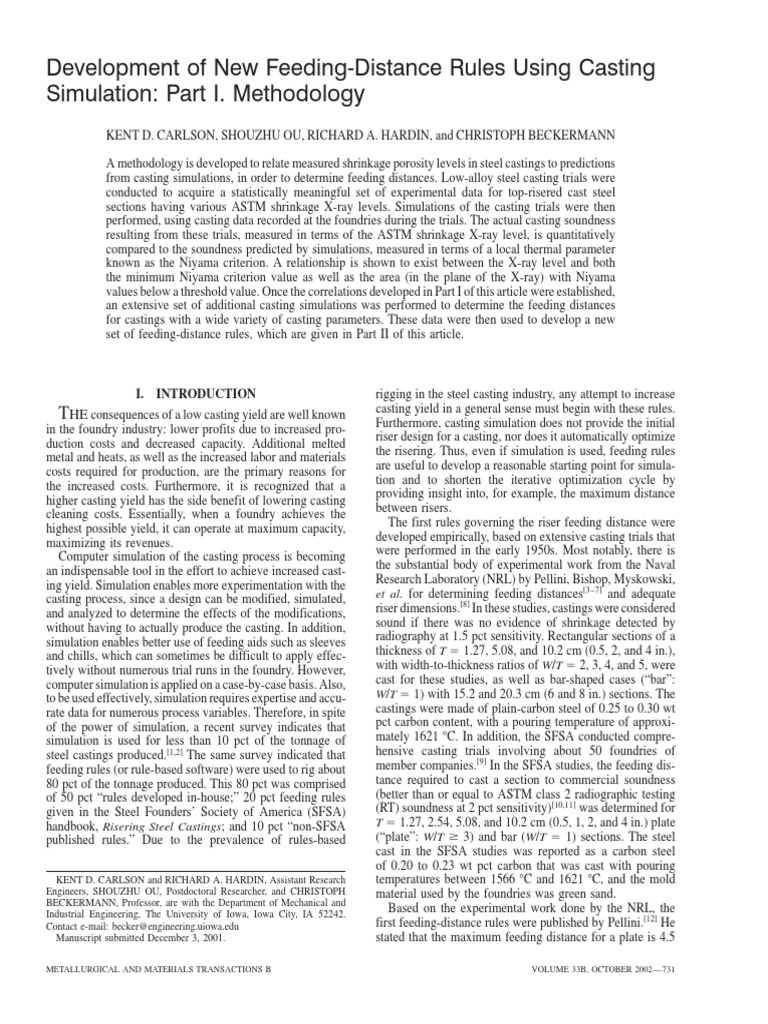 New Feeding-Distance Rules for Castings | PDF | Casting (Metalworking ...