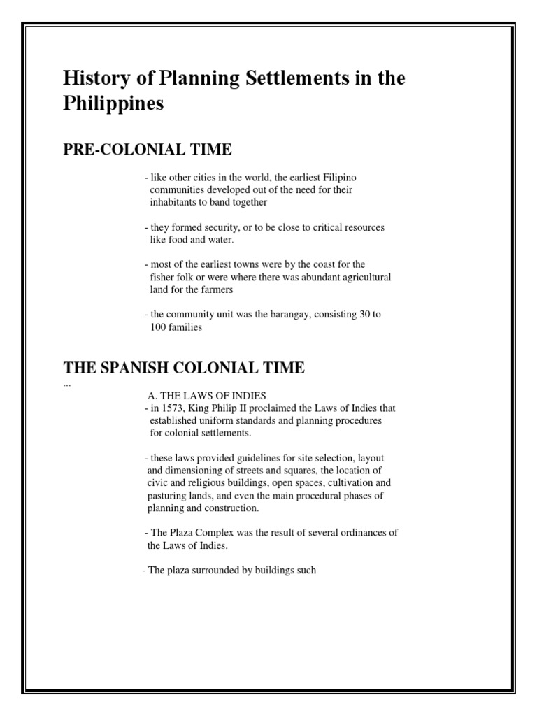 History of Settlement Planning Metro Manila