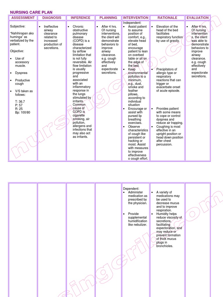 Com Nursing Care Plan Chronic Obstructive Pulmonary Disease Copd Chronic Obstructive Pulmonary Disease Cough