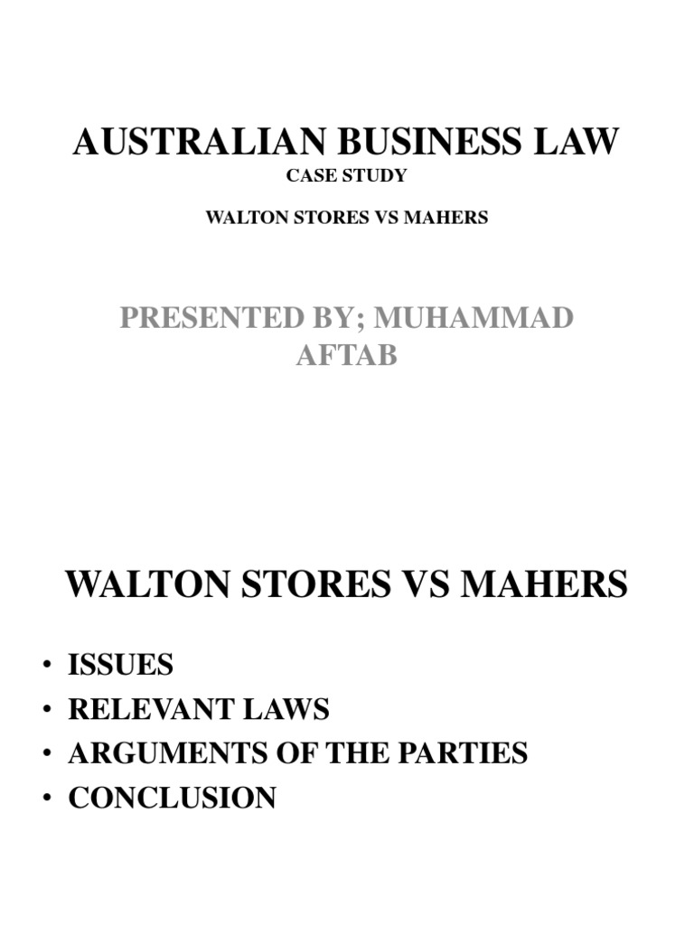 Australian Business Law Presented by Muhammad Aftab PDF