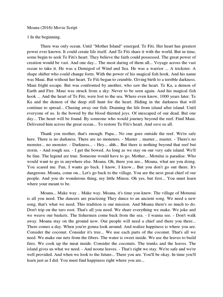 Moana Pdf Moana 16 Film Nature