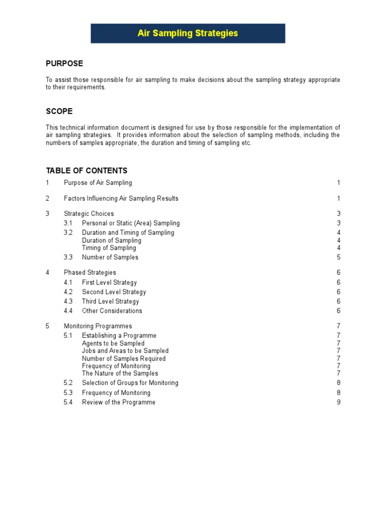 Air Sampling Strategies PDF Environmental Monitoring Exposure