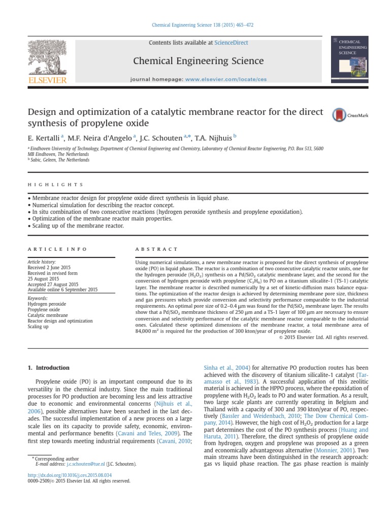 Design and Optimization of A Catalytic Membrane Reactor For The Direct ...