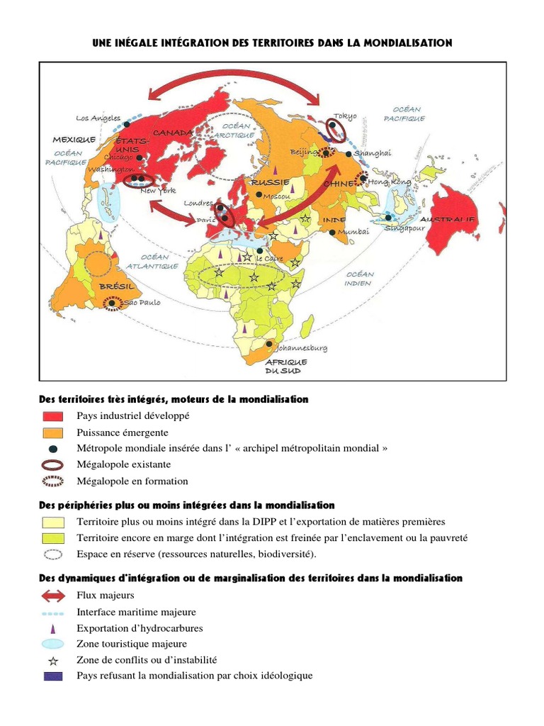 Une Inégale Intégration Des Territoires Dans La Mondialisation Problematique Croquis - Une Inegale Integration Des Territoires Dans La