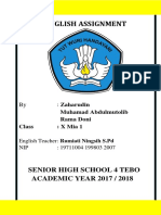 English Assignment: Senior High School 4 Tebo ACADEMIC YEAR 2017 / 2018