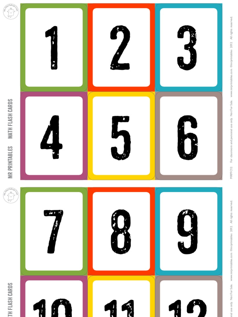 Mrprintables Math Flash Cards Number1 30 Color Border LTR PDF | PDF