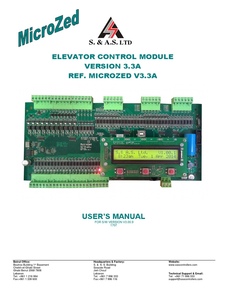 Microzed V3.3A Elevator Control Manual | PDF | Elevator | Relay