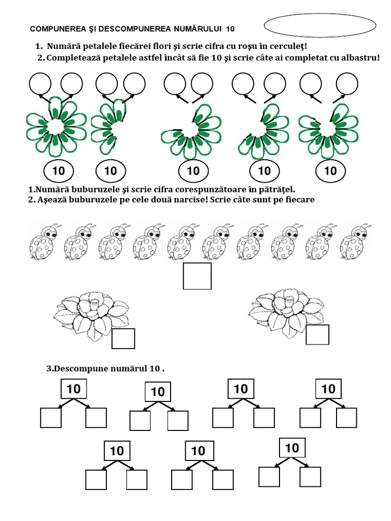 Descompunerea Numerelor 1 10 0 1 Compunerea Si Descompunerea Numarului 10 | PDF
