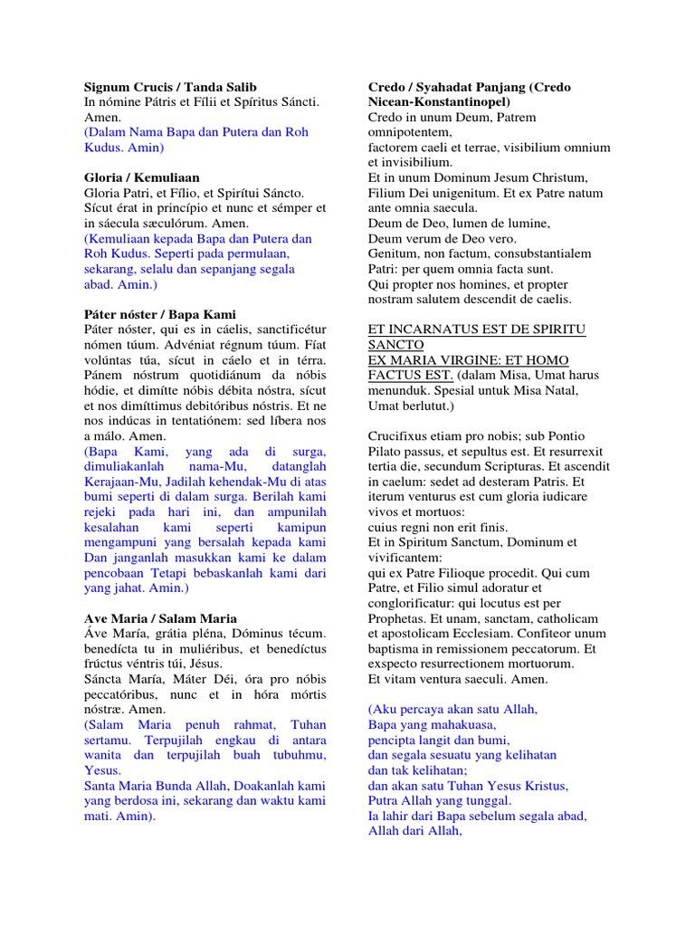 Doa-Doa Dasar Dalam Bahasa Latin | PDF