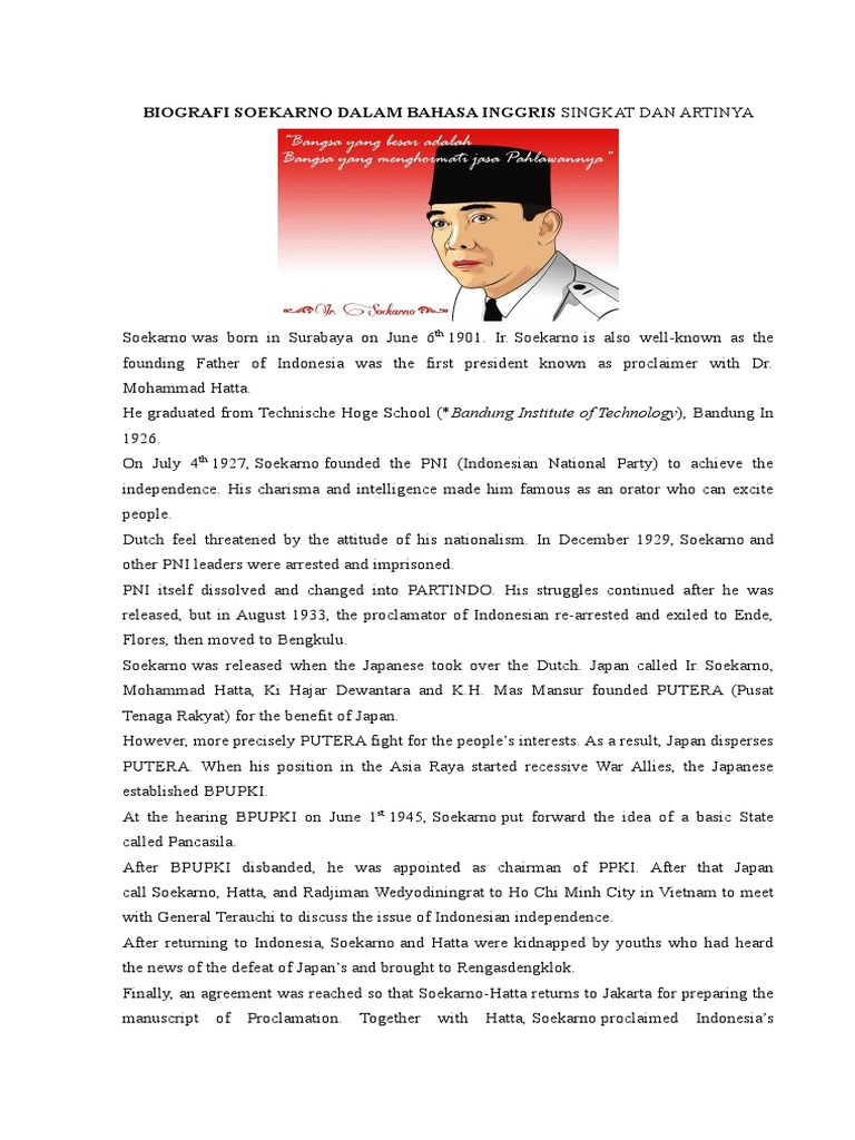 Biografi Soekarno Dalam Bahasa Inggris
