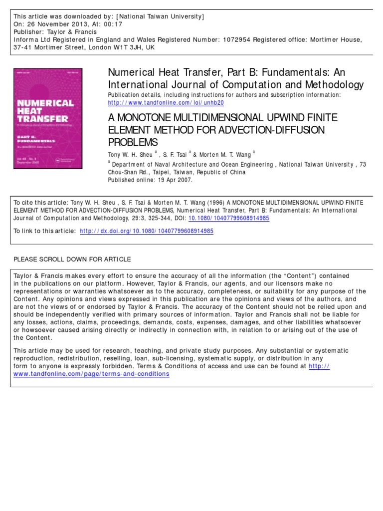 Numerical Heat Transfer, Part B Fundamentals An International Journal
