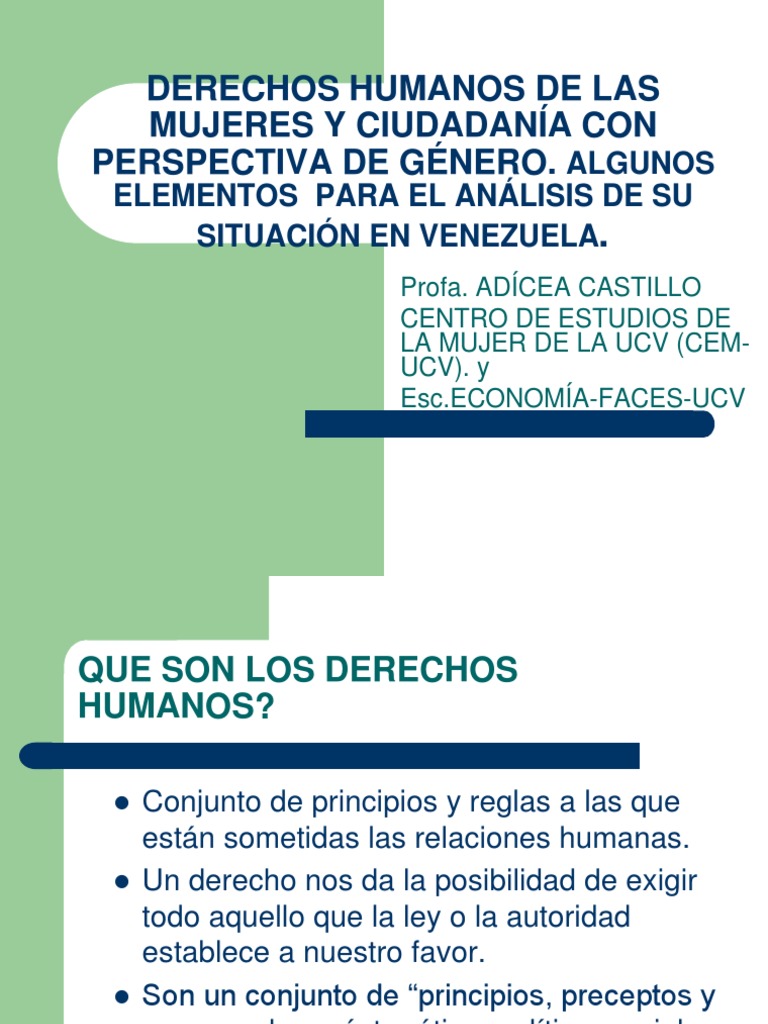 Derechos Humanos de la Mujer en Venezuela | PDF | Mujer | Igualdad de ...