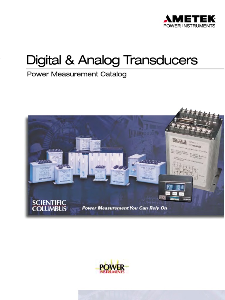 Transducer Catalog Analogue Electronics Calibration