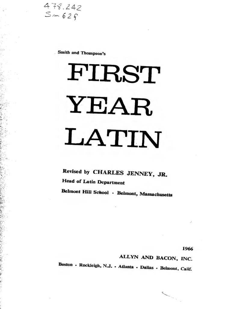 First Year Latin Smith And Thompson Latin Linguistics