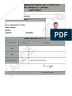 TANCET - Mark Sheet