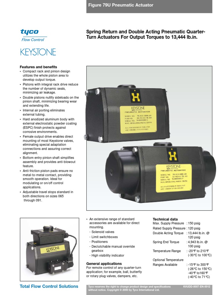 Keystone Actuator Fig F79U 036 PDF Actuator Valve