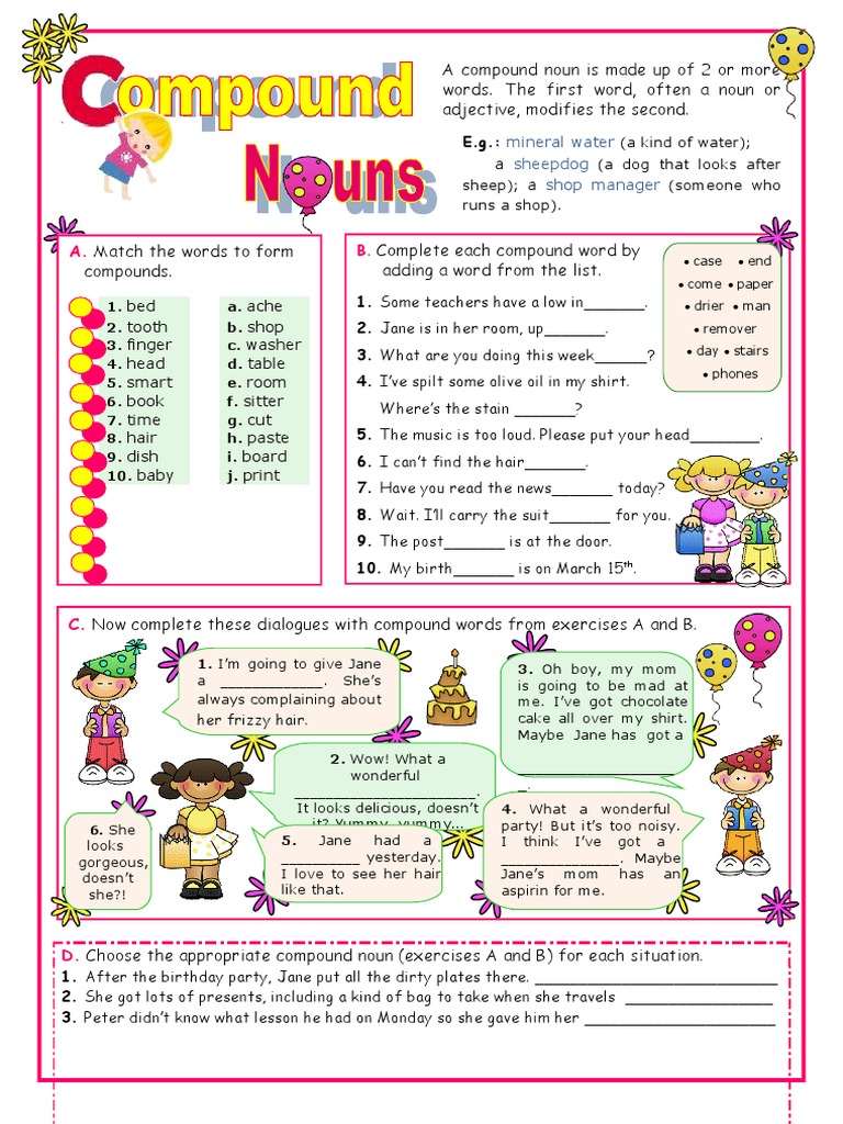 Compound nouns practice image