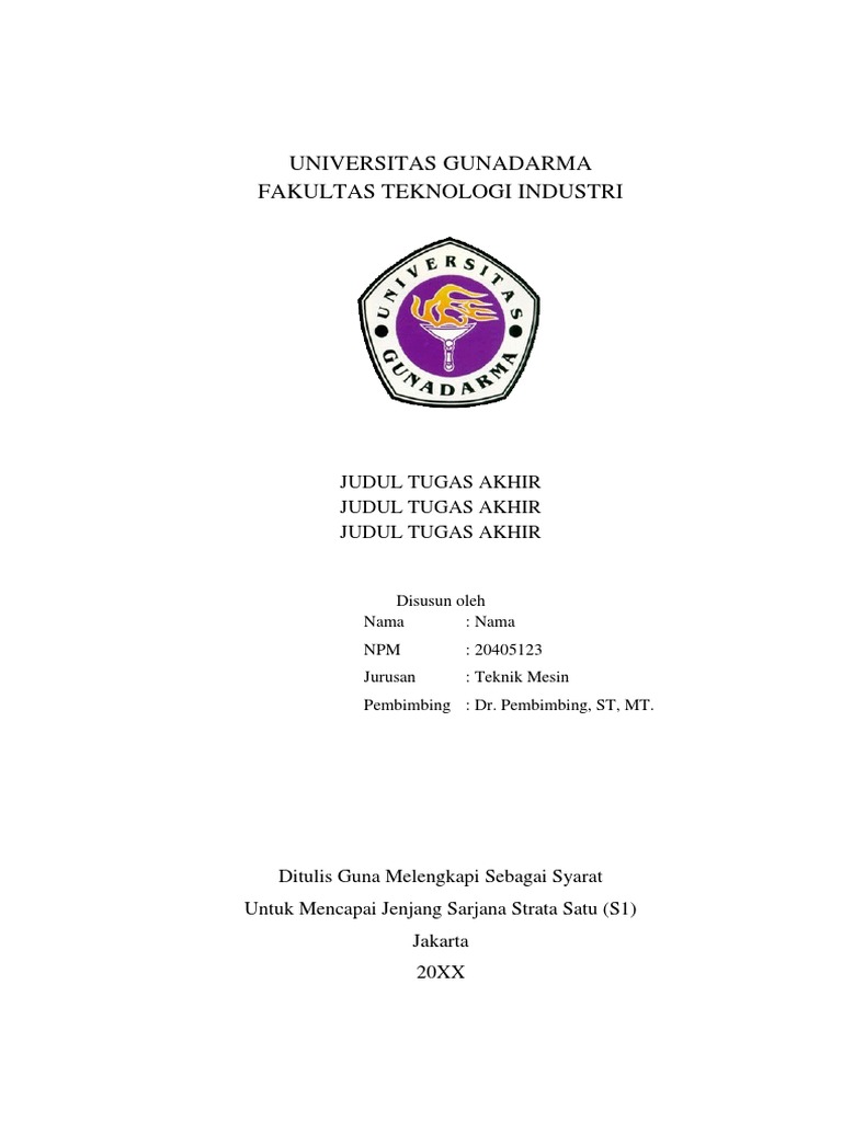 Cover Dan Pengesahan Skripsi Teknik Mesin