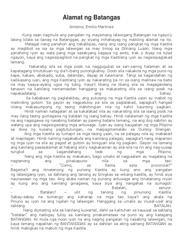 Alamat NG Batangas | PDF