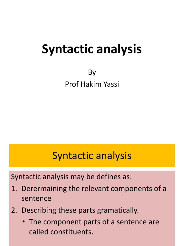 Syntactic Analysis by Prof Hakim | PDF