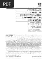 Covin, JG., Slevin, DP. and Heeley, MB. (2000) Pioneers and Followers Competitive Tactics, Environment, and Firm Growth