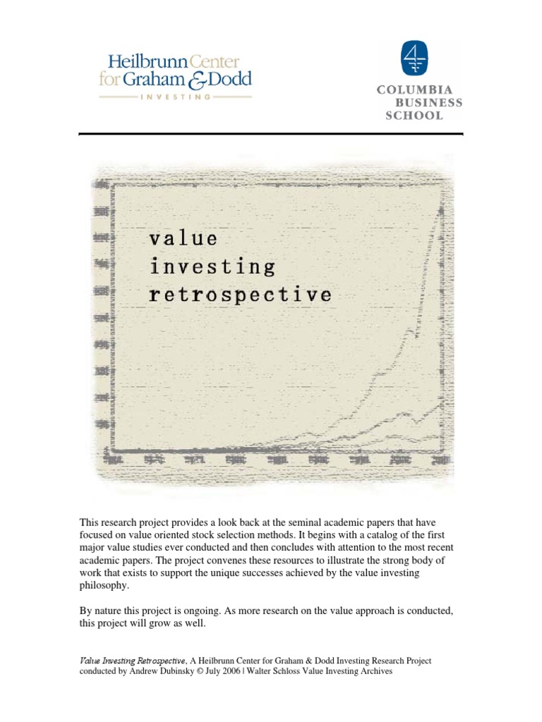 Value Investing Retrospective, A Heilbrunn Center For Graham & Dodd ...