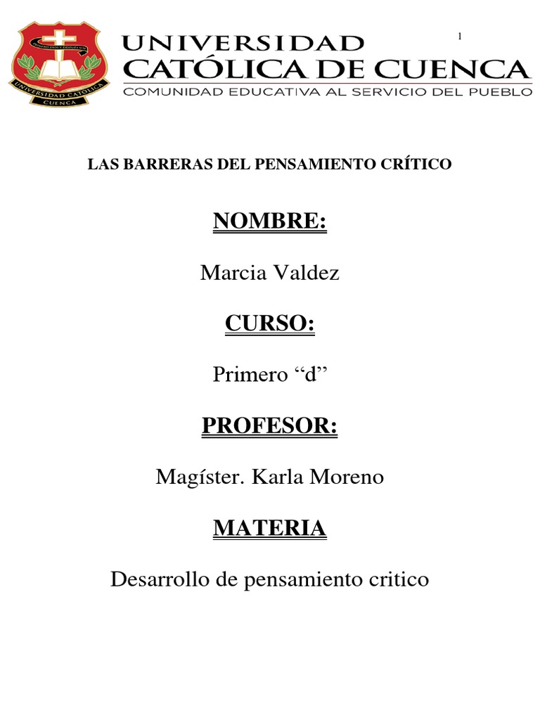 Las Barreras Del Pensamiento Crítico Pensamiento crítico