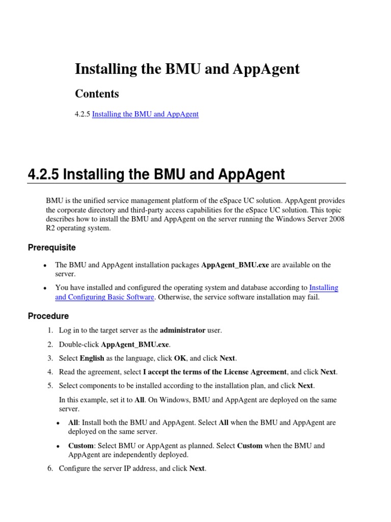 BMU and AppAgent Installation Guide | PDF | Databases | Operating System