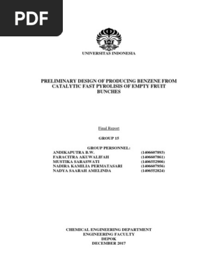 Benzene Production from Biomass Pyrolysis | PDF | Biomass