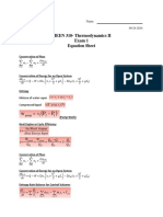 P P W V: MEEN 310-Thermodynamics II Exam 1 Equation Sheet