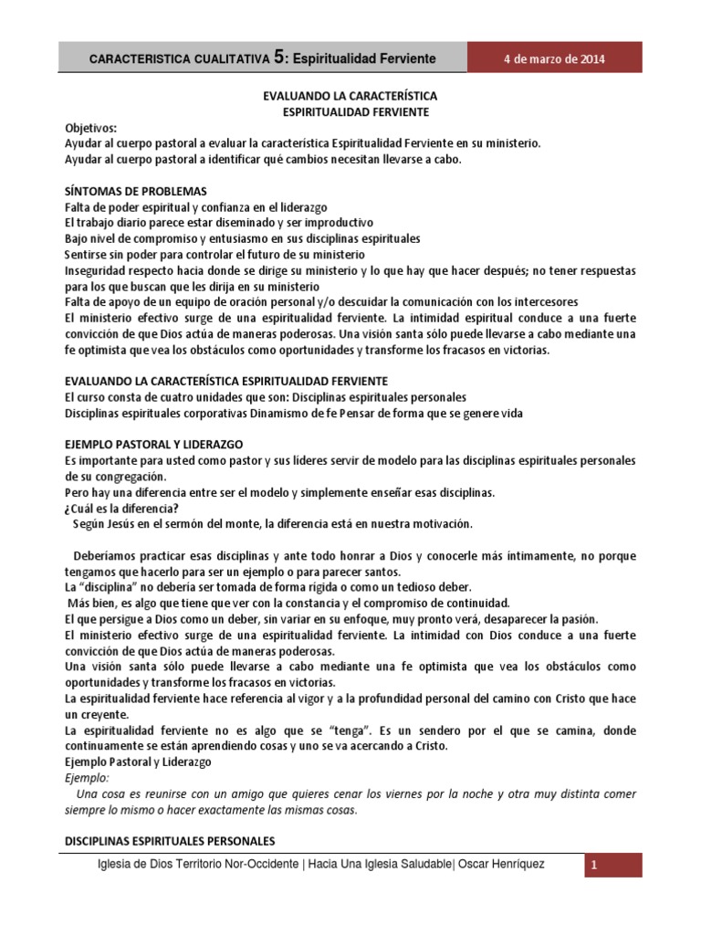 Espiritualidad Ferviente en el Ministerio | PDF | Liderazgo | Oración