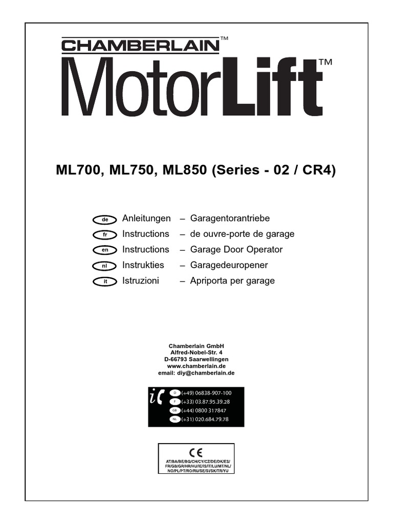 Chamberlain Garage Door Opener Ml700 Manual