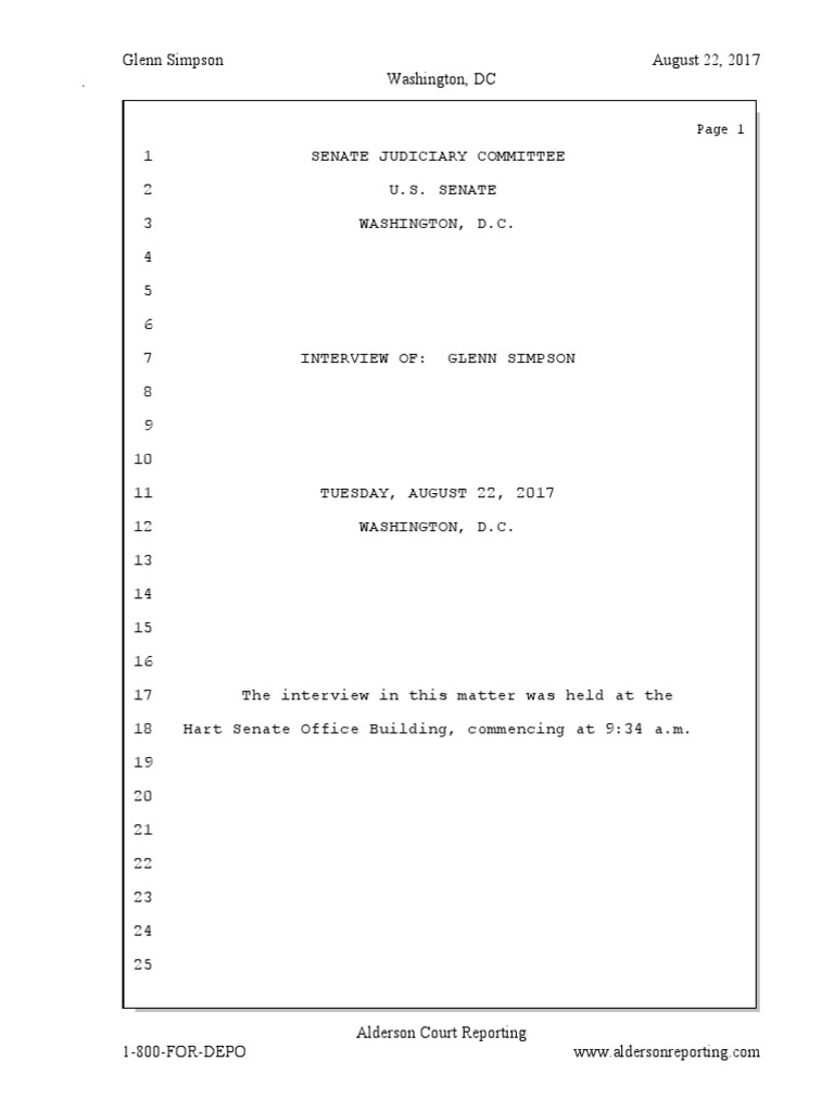 Glenn Simpson Transcript (Redacted) | PDF | Classified Information ...