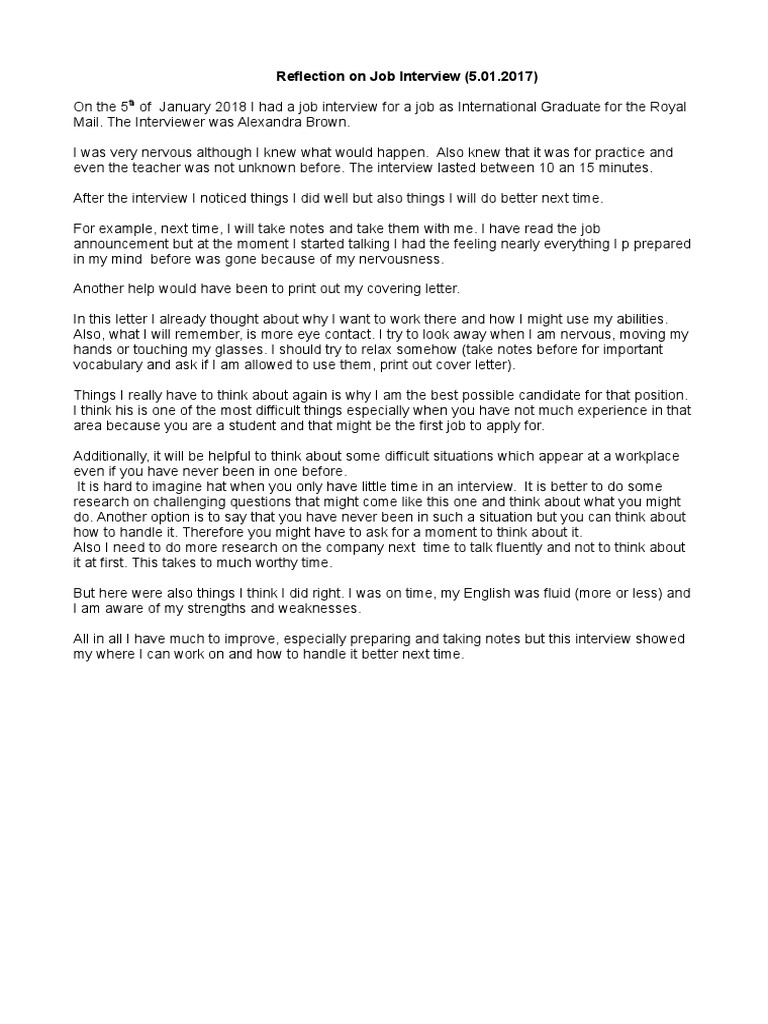 Reflection Job Interview Pdf