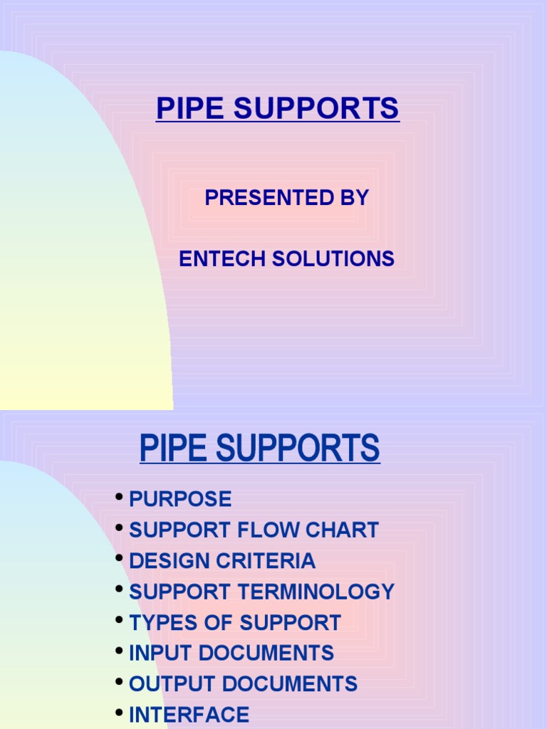 Pipe Supports Presented by Entech Solutions PDF Pipe (Fluid Conveyance) Manufactured Goods