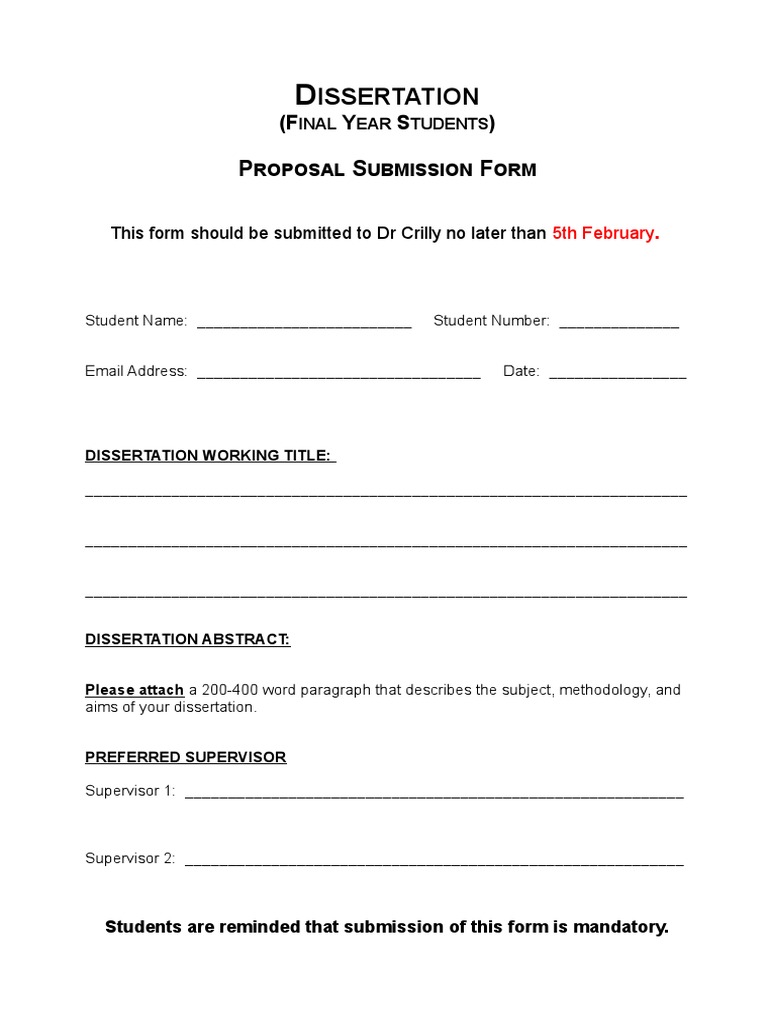 Dissertation Proposal Submission Form | PDF