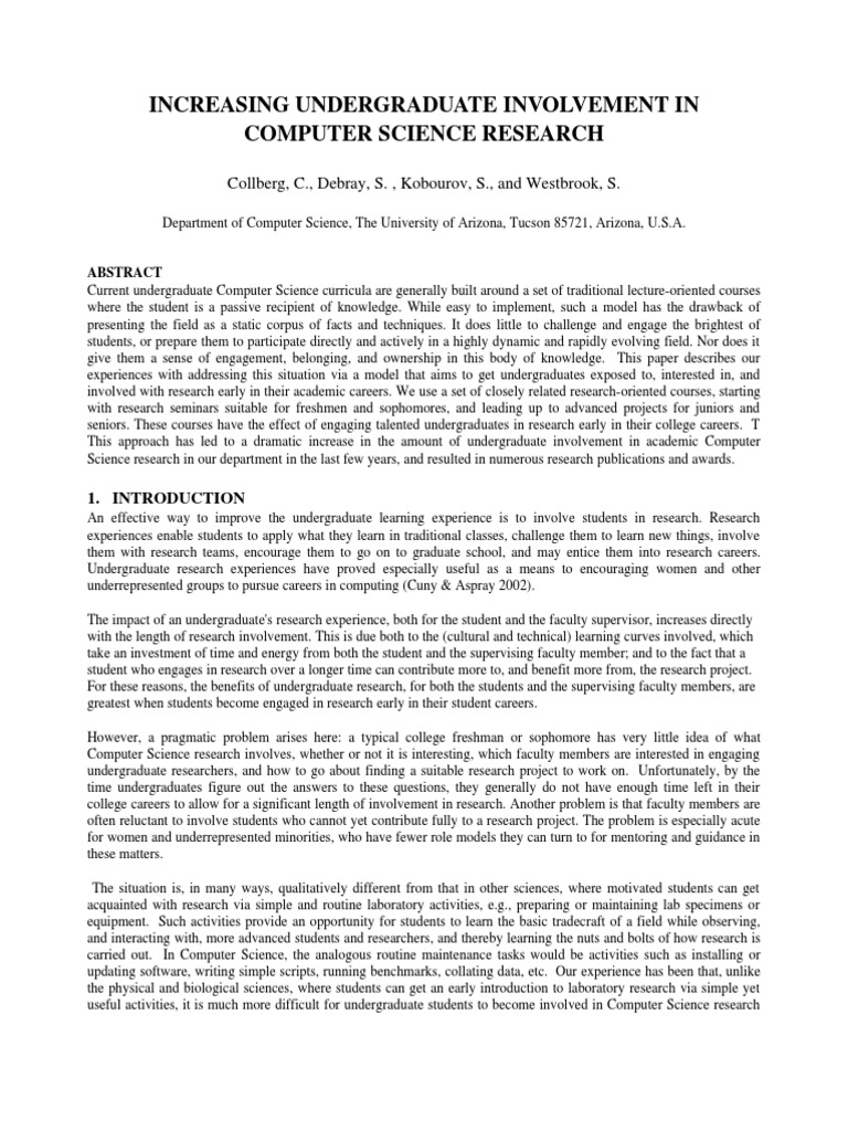 Boosting Undergrad Research in Computer Science | PDF | Postgraduate ...