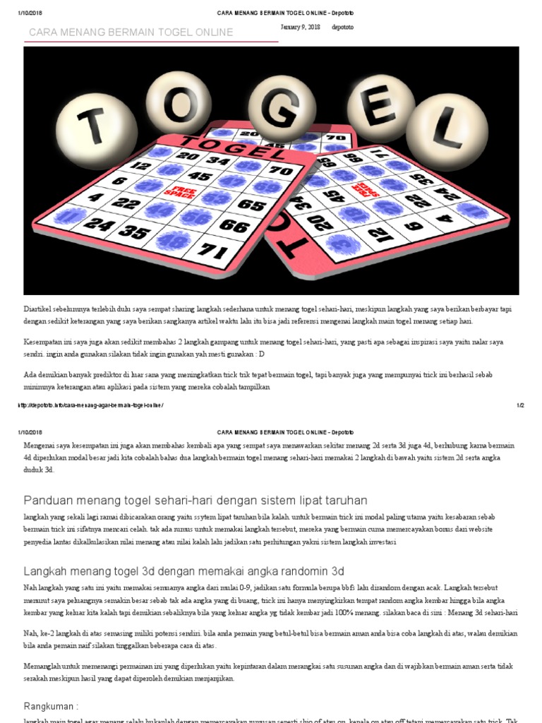 Cara Menang Bermain Togel Online Depototo