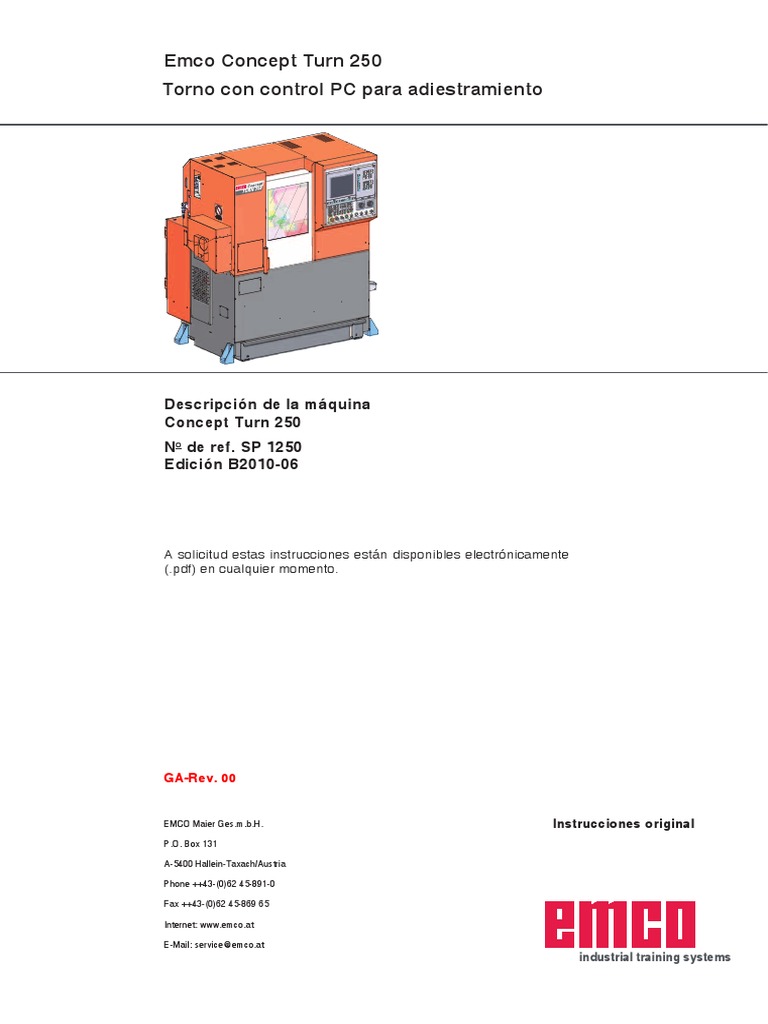 Manual - EMCO Concept Turn 250 - Manual PDF | PDF | Herramientas ...