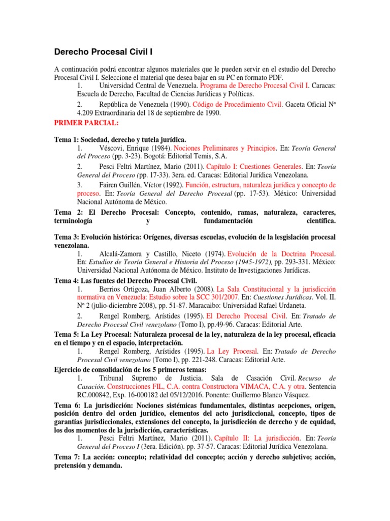 Materiales para Derecho Procesal Civil I | PDF | Ley procesal ...
