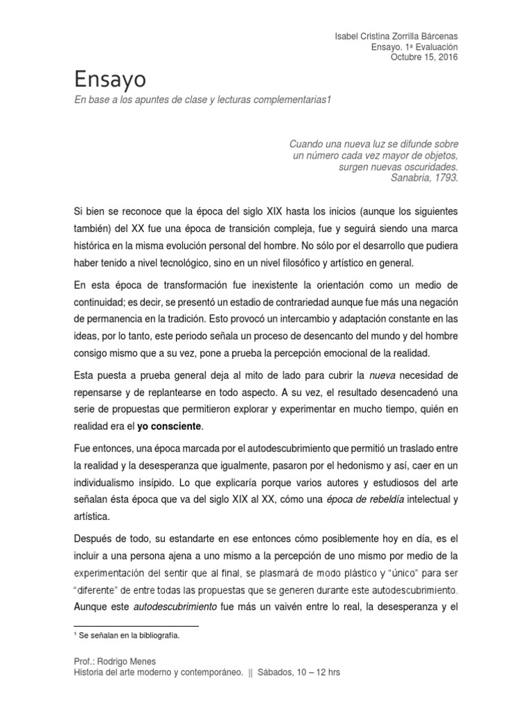 Ensayo. Historia del Arte Contemporáneo Expresionismo