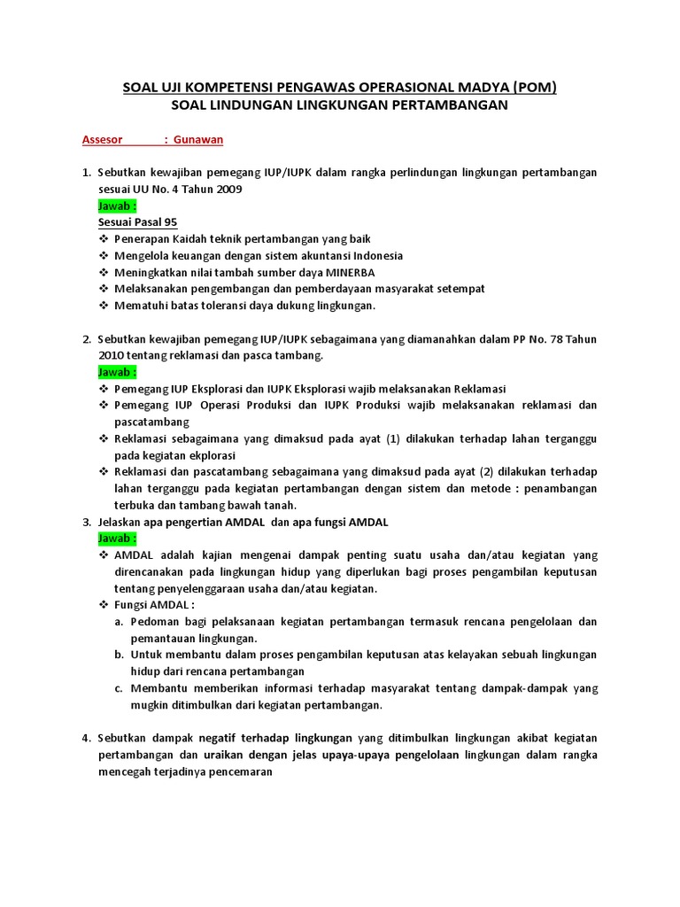 Review Soal Materi K3 Dan Lingkungan Docx