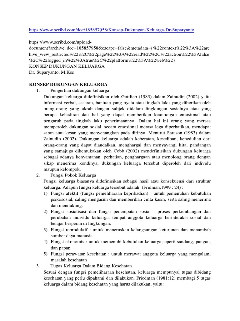 Konsep Dukungan Keluarga dalam Kesehatan | PDF