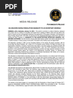 10 1 18 Media Release MANDATE to the United Nations 