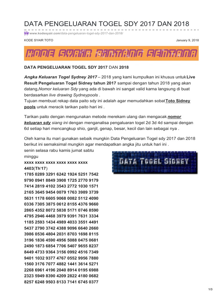 Data Sgp 2017 Sampai 2018 Terbaru Terkait Data