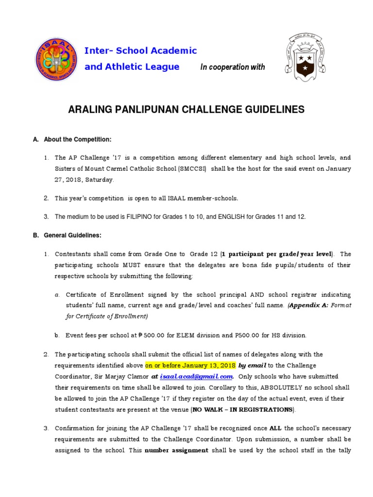 Araling Panlipunan Challenge 2017 Guidelines | PDF | Government ...