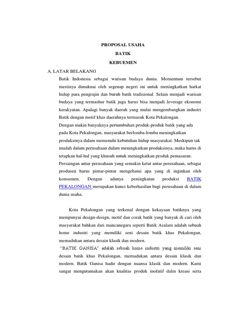 analisa peluang usaha kwu Contoh Proposal Usaha Home Industri Simak Gambar Berikut