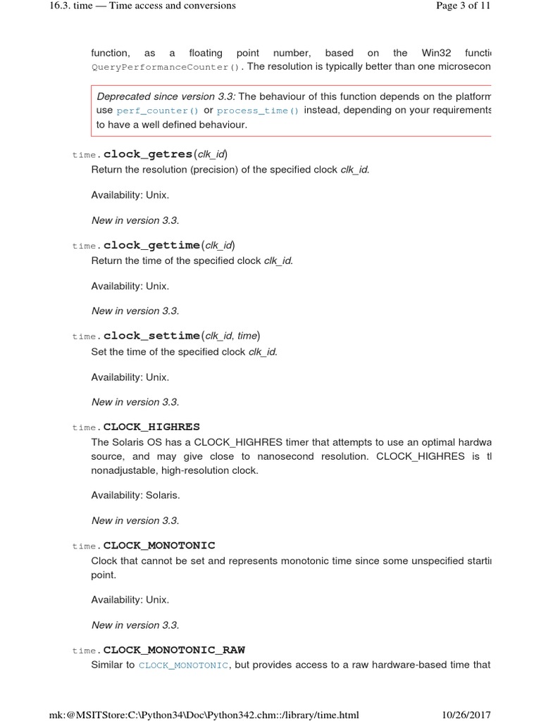 Clock Getres Deprecated Since Version 3.3 The Behaviour of This