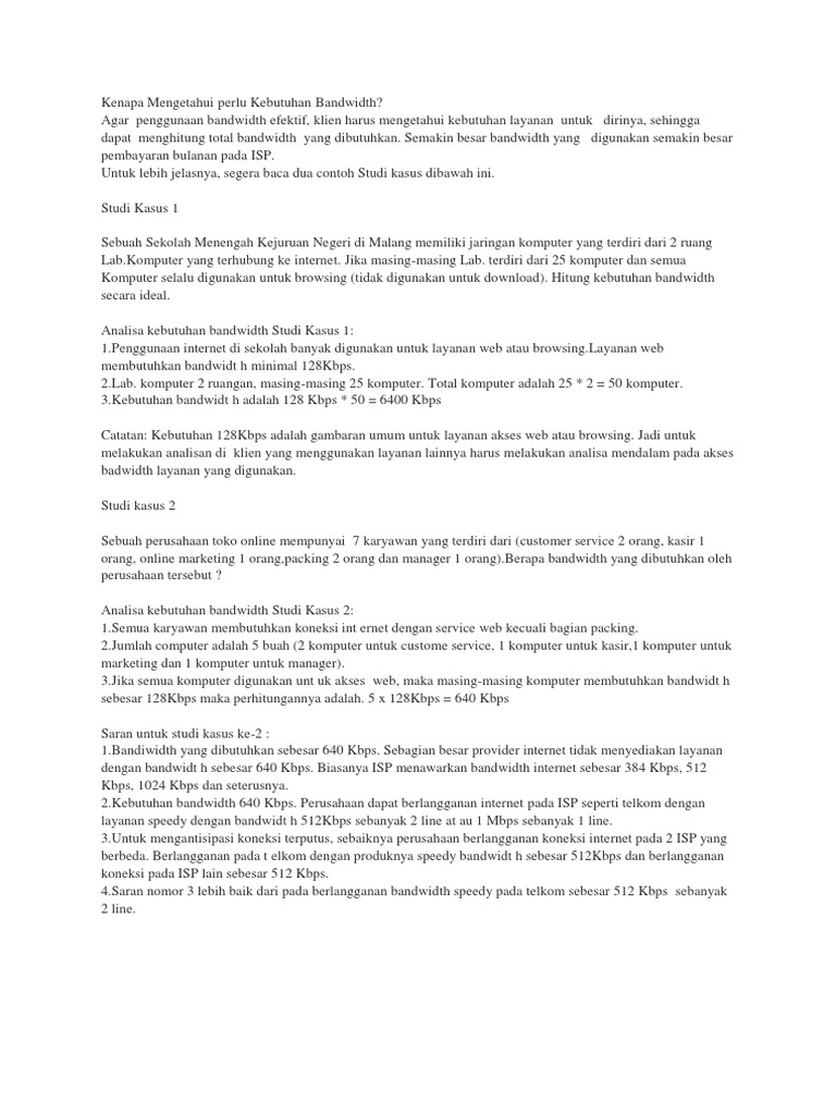 Kenapa Mengetahui Perlu Kebutuhan Bandwidth